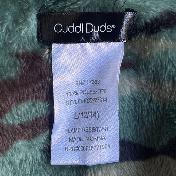 Cuddl Duds Camo Robe Boys Large 12/14 Soft Fleece Hooded Tie Pockets Sleepwear - Picture 5 of 11